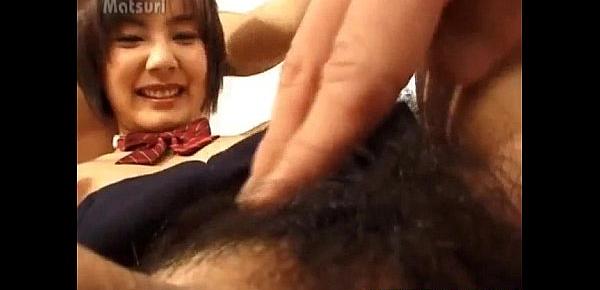  Nao Hirosue in uniform has hairy cunt fucked with dildo and cocks